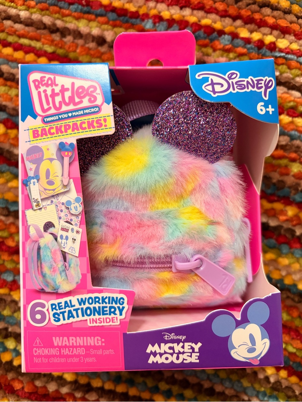 NIB Disney Mickey Mouse Real Littles Backpack Stationery Set Glitter Minnie Ears